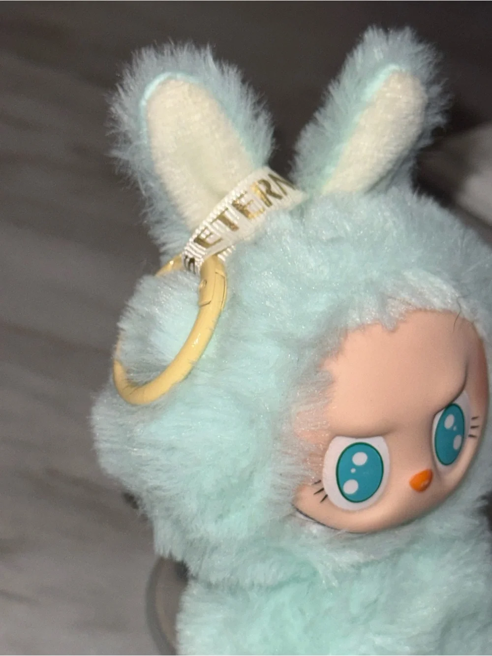 Labubu Monster have seat light blue keychain character Ququ